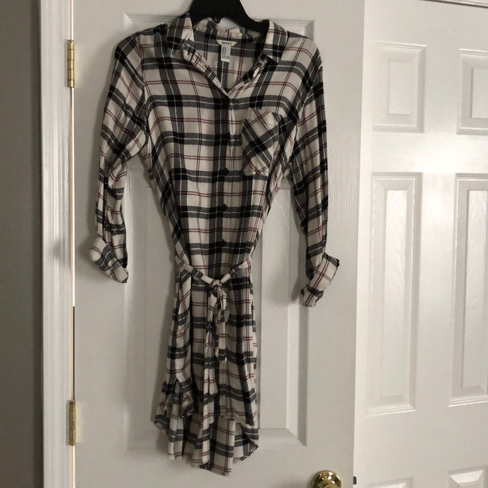 Forever 21 plaid flannel button down dress